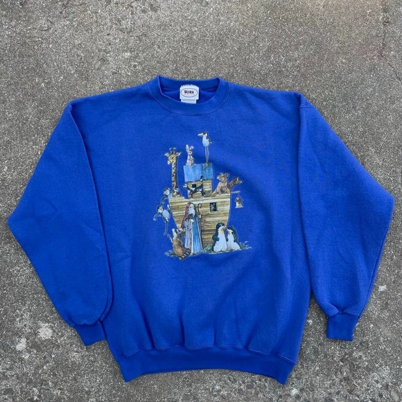 Vintage Noah's Ark Cartoon Sweatshirt Men's Large - Picture 2 of 5
